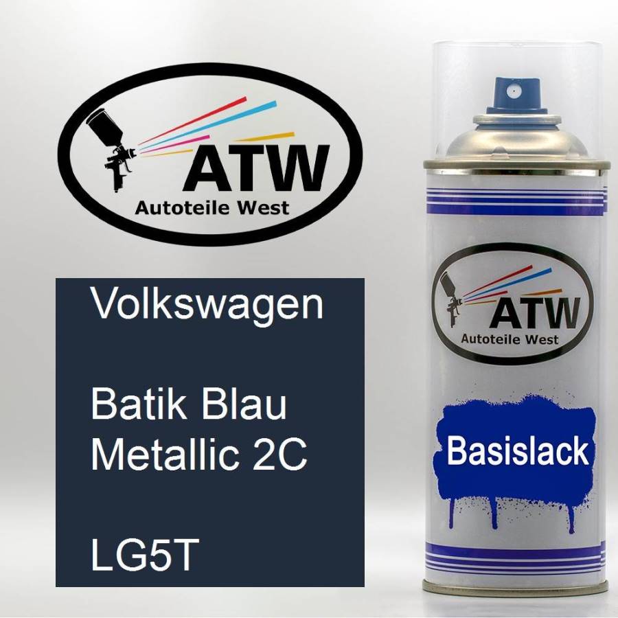 Volkswagen, Batik Blau Metallic 2C, LG5T: 400ml Sprühdose, von ATW Autoteile West.